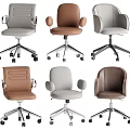 Modern Office Chairs in Grey Brown Beige and Light Grey with Armrests and Swivel Wheels