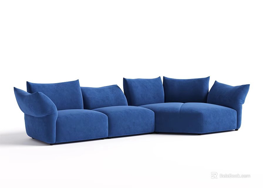 Blue Modern Sectional Sofa With Plush Cushions And Comfortable Modular Design 3d model 