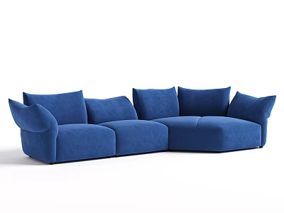 Blue Modern Sectional Sofa With Plush Cushions And Comfortable Modular Design 3d model