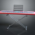 Red Electronic Musical Keyboard on Metal Stand with White and Black Keys