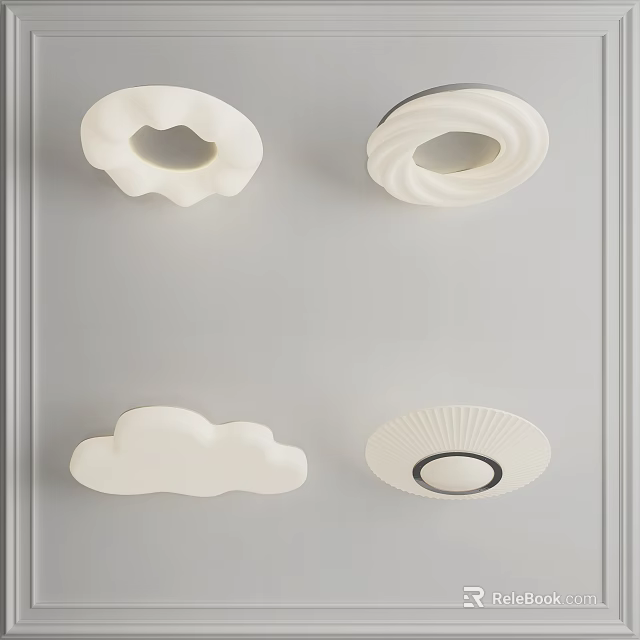 White Ceiling Lights With Various Creative Shapes For Modern Indoor Decor 3d model