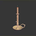 Golden Brass Candlestick Holder With White Candle And Handle Base 3d model