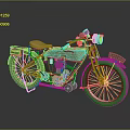 Vintage Green Motorcycle With Brown Leather Seat And Black Spoke Wheels Classic Design