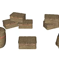 Handwoven Storage Boxes and Baskets in Various Shapes for Home Decor and Organization 3d model