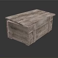 Rustic Wooden Storage Box with Open Lid and Natural Plank Surface Design 3d model