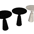 Modern Round Top Side Tables with Unique Base Black and White Marble Design 3d model