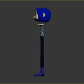Game Film Character With Blue Hair Green Star Top Dark Pants Blue Shoes Arms Outstretched