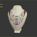 Stylish Multilayer Necklace With Red And White Beads Black Shoulder Accents On Mannequin