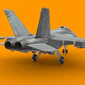 Gray Fighter Jet Model With Detailed Cockpit And Missiles On Orange Background