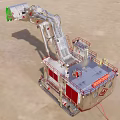 Heavy Duty Functional Excavator Connected To Trailer On Sandy Ground