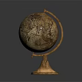 Vintage Globe Decorative Ornament with Brass Stand and Copper Base for Home Office Table Decoration