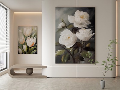 Modern plant painting decorative painting 3d model