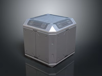 Modern Heavy Duty Hexagonal Gray Equipment Box With Grille Top And Structured Exterior Design 3d model