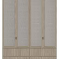 Modern Natural Wood Wardrobe With Woven Panel Doors And Brass Handle Drawers