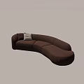 Modern Brown Sectional Sofa With Curved Design Soft Cushions And Comfortable Seating 3d model