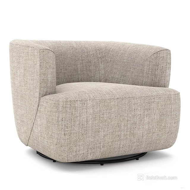 Modern Light Gray Fabric Single Sofa With Swivel Base And Comfortable Design 3d model