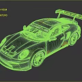 Black Porsche Race Car With Red Graphics And Yellow Manthey Rear Wing