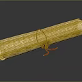 Ancient Parchment Scroll Tied With Red Ribbon And Wax Seal On Dark Reflective Surface