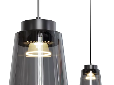 Modern Hanging Pendant Lights With Glass Shade Black Metal And Illuminated Ring 3d model
