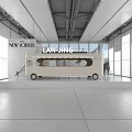 Modern Commercial Equipment Mobile Vending Cart Display With White Platform In Bright Exhibition Space