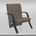 Modern Beige Fabric Armchair With Black Curved Arms And Stable Legs Design