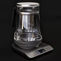 BOCK Electric Kettle with Transparent Glass Body Silver Base and Digital Display for Modern Kitchen