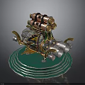 Detailed Cosmic Spacecraft Model With Multiple Thrusters And Circular Metallic Base
