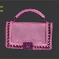 Stylish Pink Snakeskin Texture Handbag With Studded Trim Top Handle And Secure Lock Closure