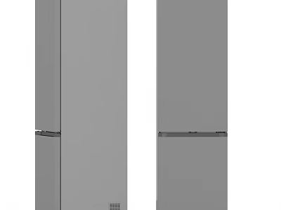 Two Modern Gray Double Door Refrigerators Side By Side In Kitchen 3d model