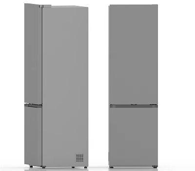 Two Modern Gray Double Door Refrigerators Side By Side In Kitchen 3d model