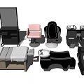 Variety of Massage Chairs Including Pink And Black Models With Massage Bed