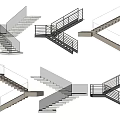 Modern Staircase Designs With Metal Railings Glass Elements And Various Structures 3d model