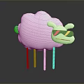 Cute White Cloud Shaped Sheep With Black Sunglasses And Thin Legs 3d model