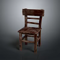 Rustic Wooden Dining Chair With Slat Back And Natural Wood Grain Design