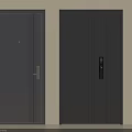 Two Black Modern Security Doors With Handles And Electronic Lock Design 3d model