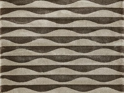Stylish Square Carpet With Wavy Stripes In Brown And Beige Tones Design 3d model