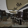 Elegant Hotel Corridor With Classic Chandeliers Wooden Paneling And Soft Carpet Flooring
