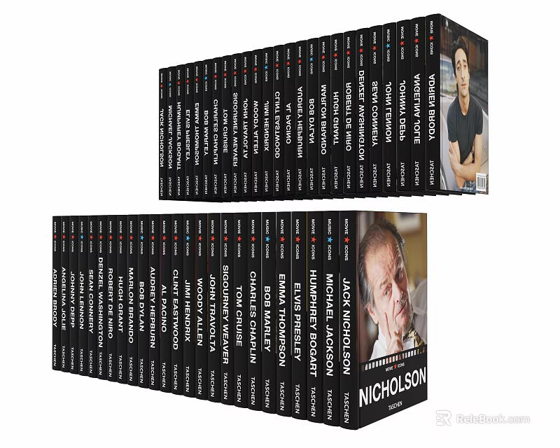 Black Cover Nicholson Book Collection With Author Portrait On Hardcover 3d model 