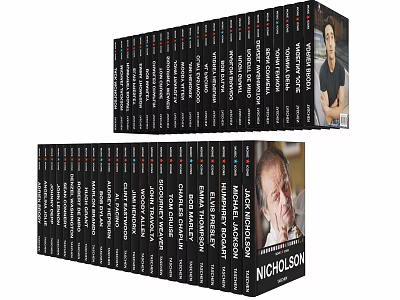 Black Cover Nicholson Book Collection With Author Portrait On Hardcover 3d model