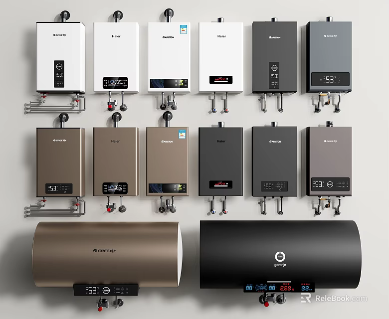Household Electric Water Heaters With Various Styles And Multiple Colors For Home Use 3d model 