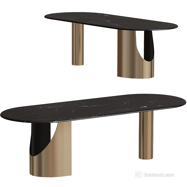 Modern Console Table With Black Marble Top And Gold Metal Legs Modern Design 3d model 