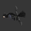 Action Character In Black Tech Outfit Holding Winged Bird Creature Toy Model