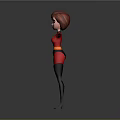 Incredibles Female Superhero Character With Red Hair Black Mask Red Bodysuit Arms Outstretched