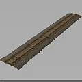 Straight Railroad Track Section With Gravel Bed Wooden Ties And Metal Rails On Dark Background