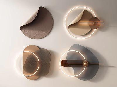 Modern Wall Hangings with Circular Leather Design and LED Light Accents for Contemporary Home Decor 3d model