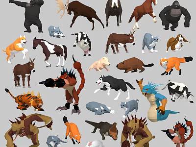 Cartoon Reptile Characters Collection With Various Species And Colorful Designs 3d model