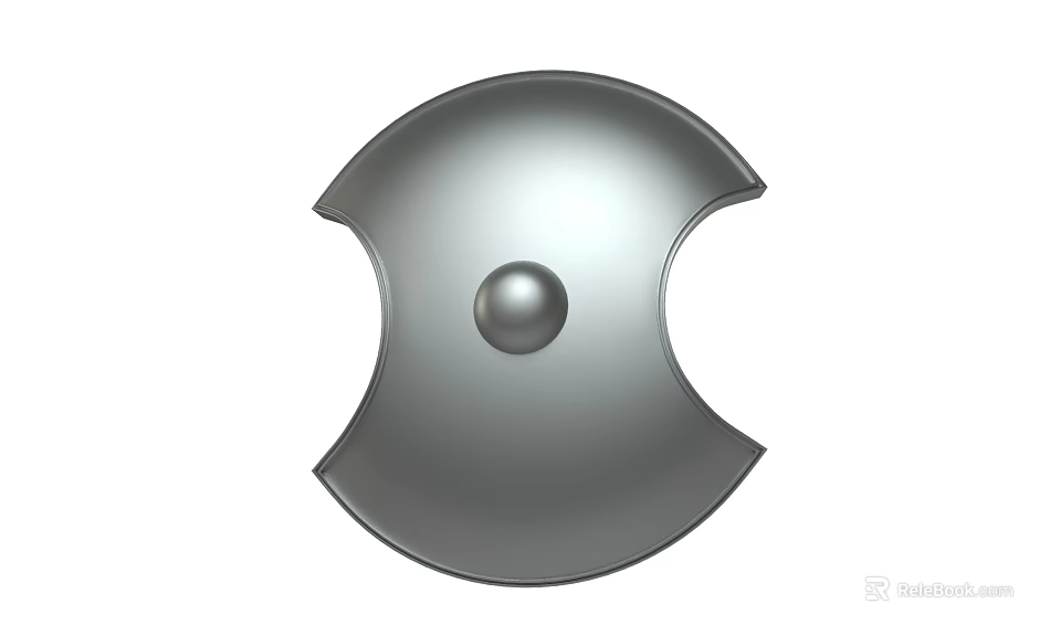Medieval Weapon Shield With Polished Metal Surface And Central Dome Design 3d model 