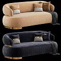 Elegant Luxury Sofa Designs With Beige Navy Blue Upholstery Cushions And Gold Accents