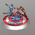 Avengers Civil War Action Figure With Captain America Iron Man Spider Man On Shield Base