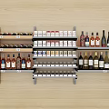 Modern Wine Cabinet with Multiple Shelves Filled with Various Wine Bottles and Boxes